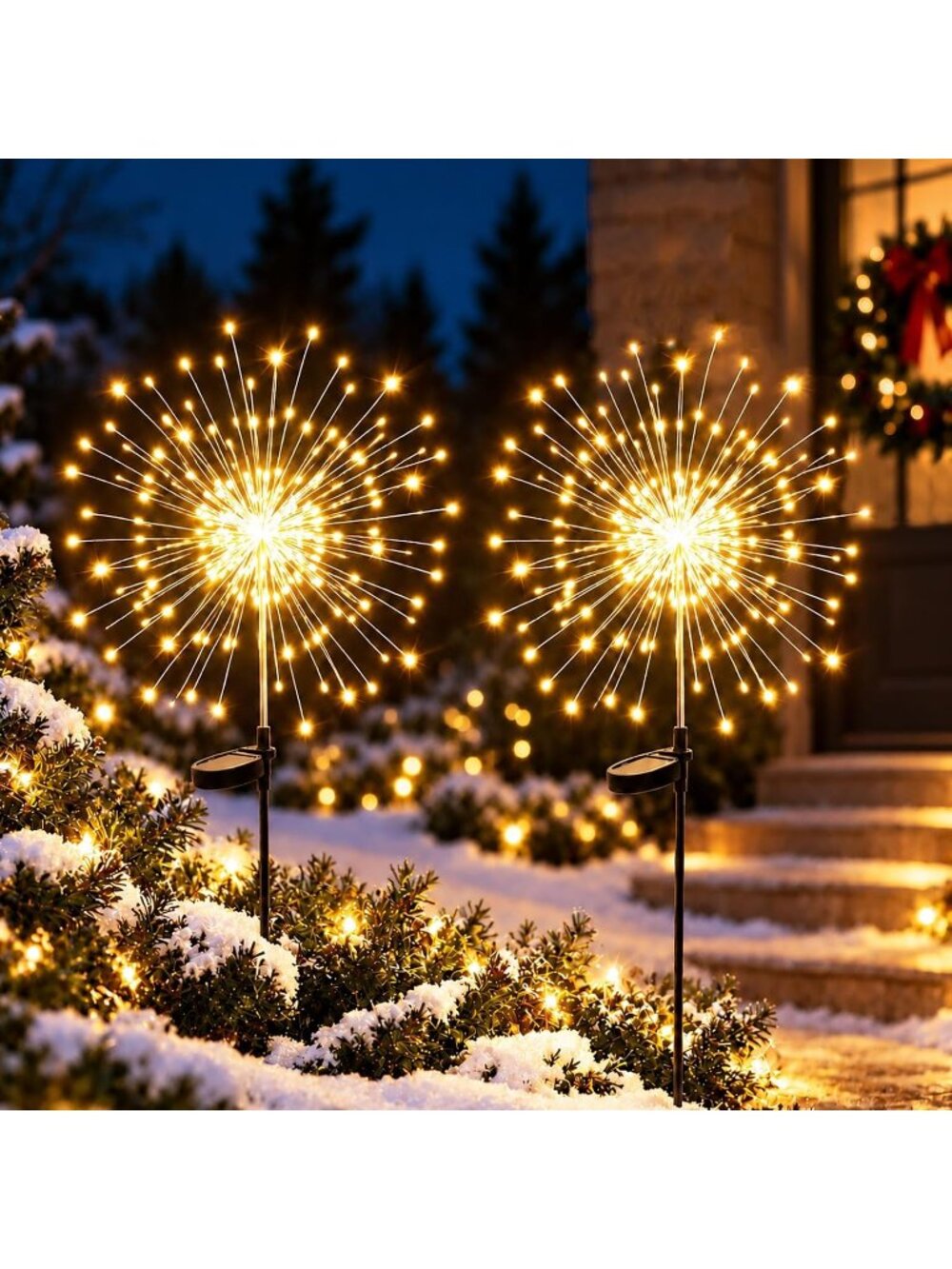 New Solar Garden Lights 2 Pack LED Starlit Starburst Light Solar Powered